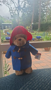 Paddington wearing blue felt coat and red hat 30cms